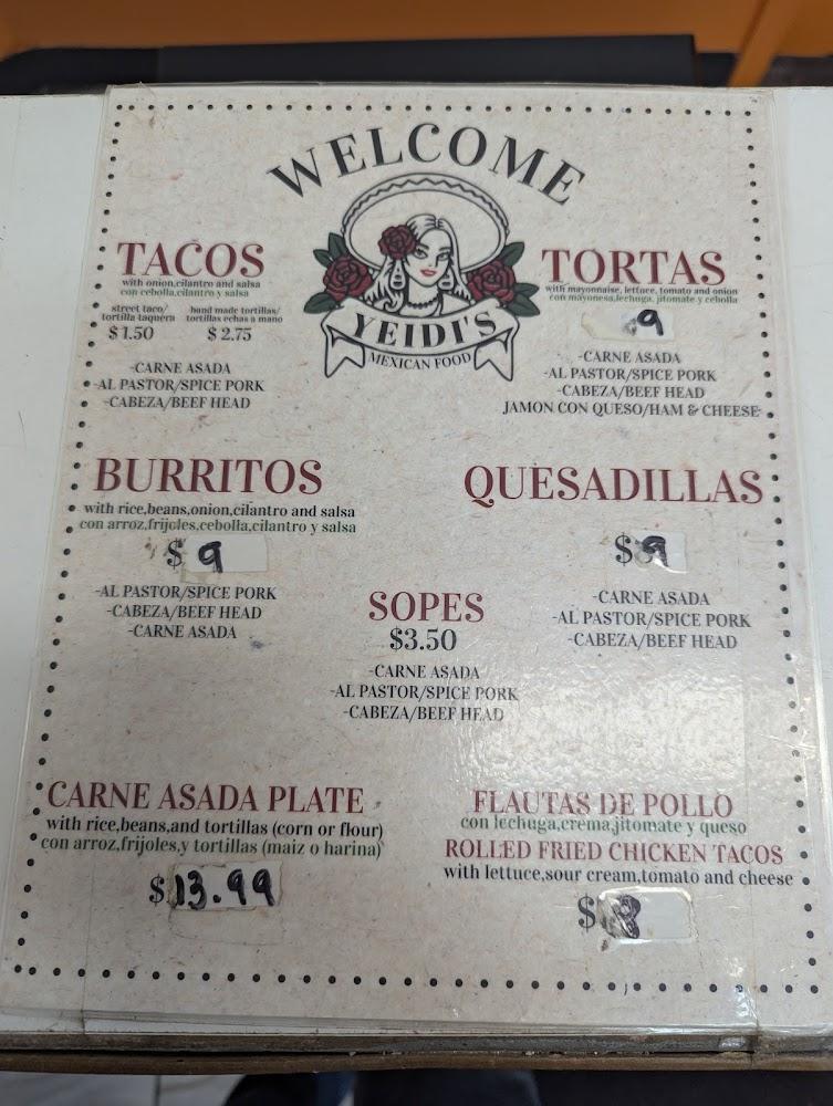 Yeidi's Mexican Restaurant Menu image 2