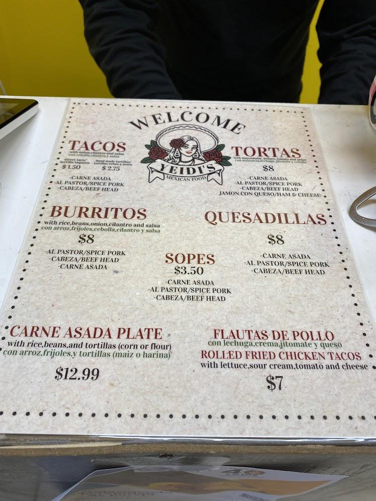 Yeidi's Mexican Restaurant Menu image 3
