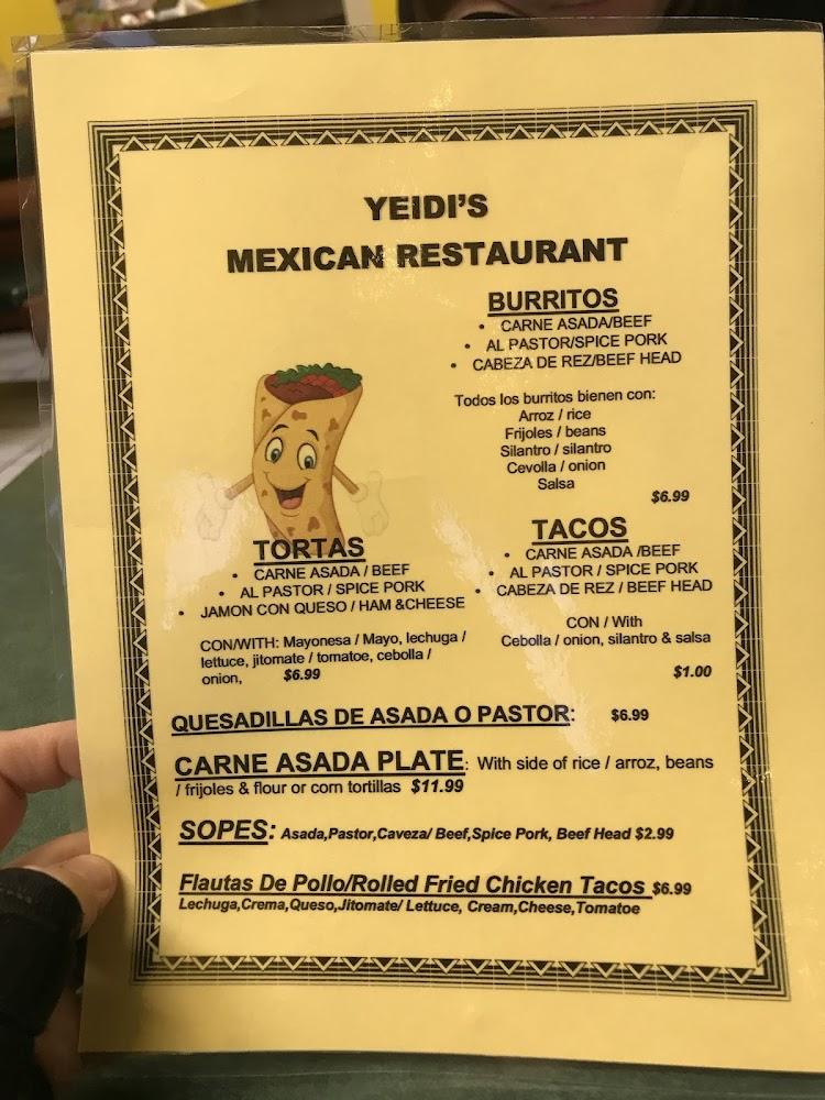 Yeidi's Mexican Restaurant Menu image 4